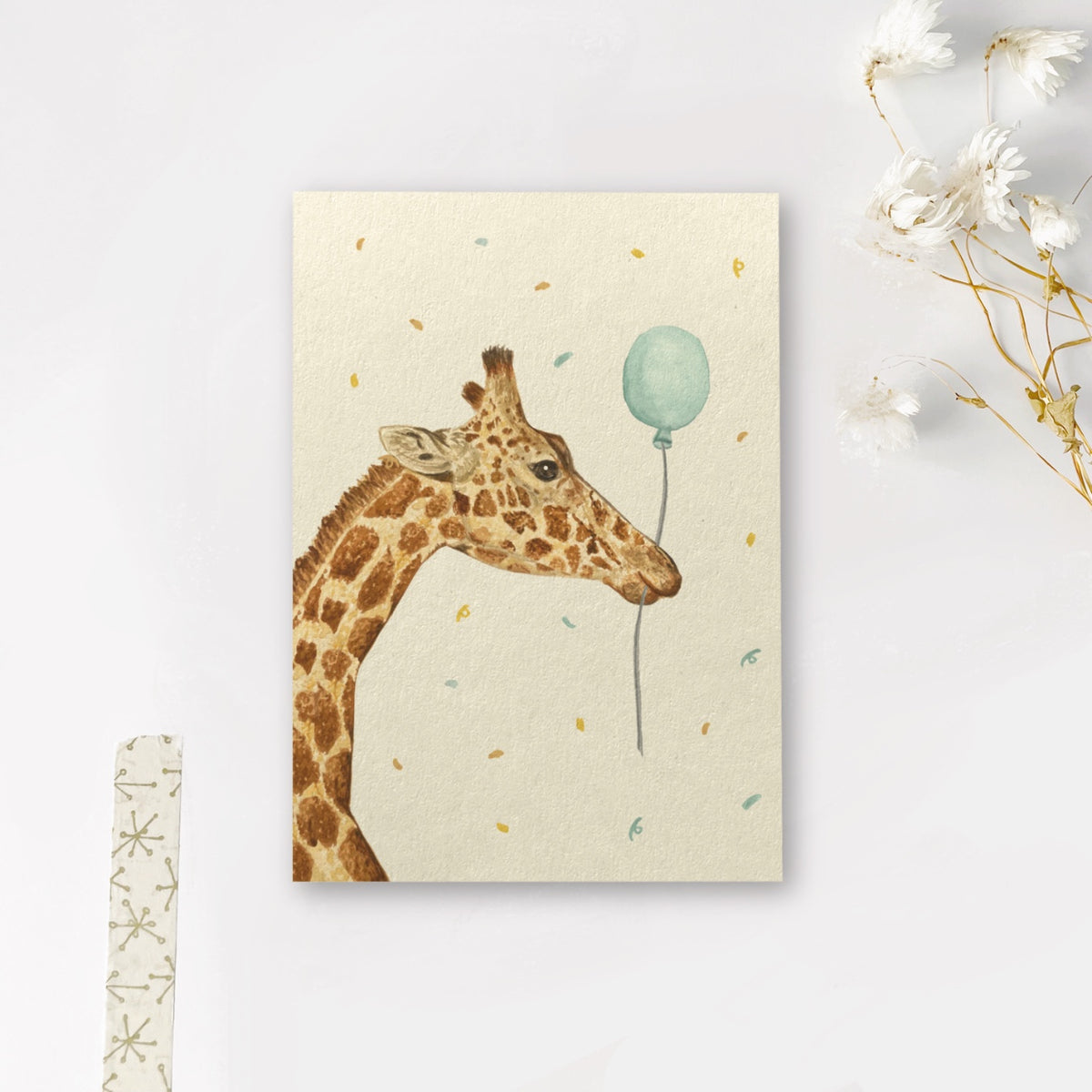 Enkele kaart | Giraf met ballon