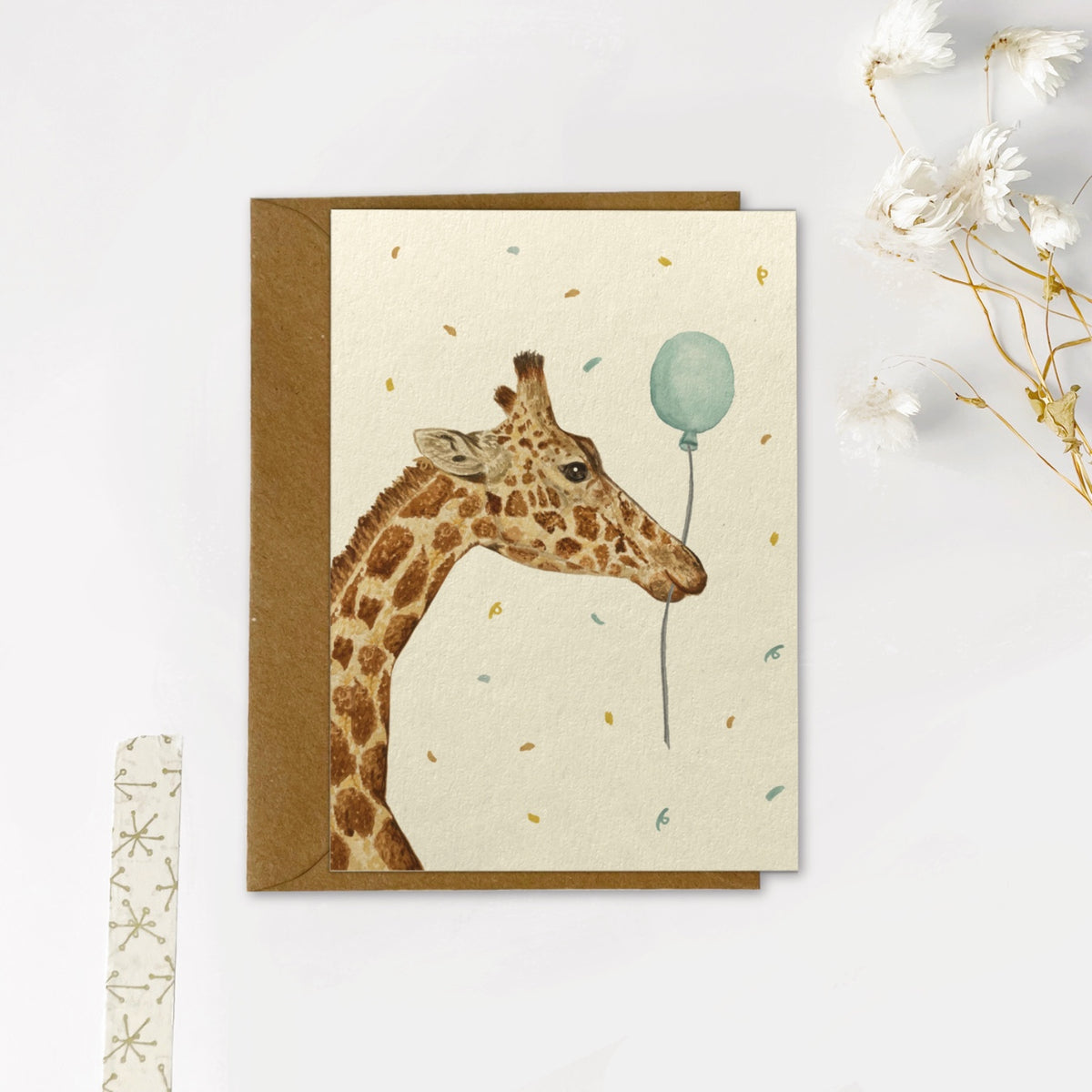 Gevouwen kaart | Giraf met ballon
