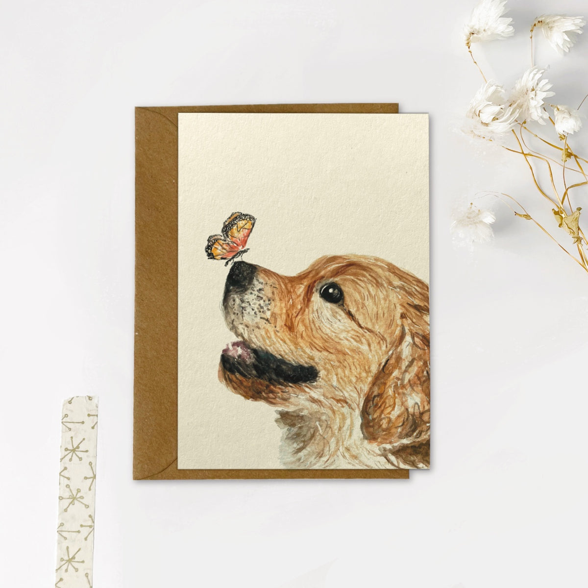 Gevouwen kaart | Hondje met vlinder