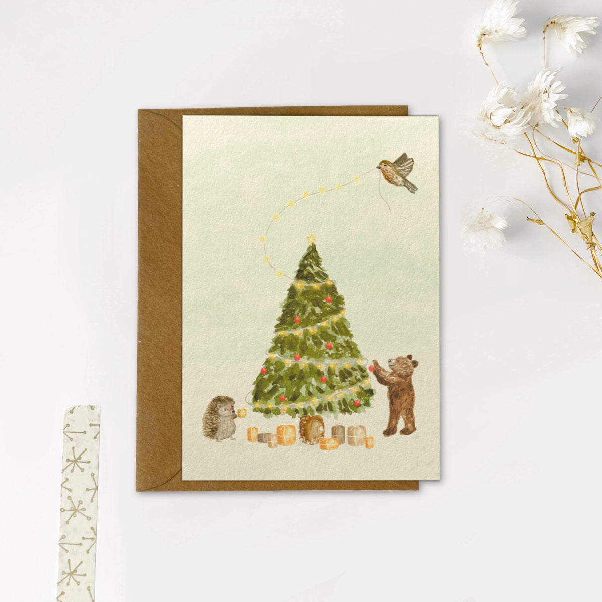 Gevouwen kaart | Kerst diertjes