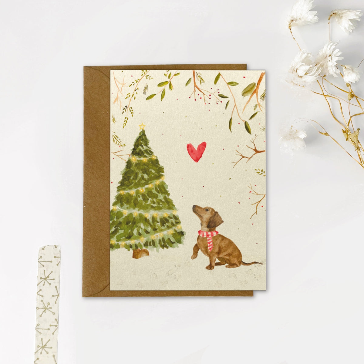 Gevouwen kaart | Kerst teckeltje