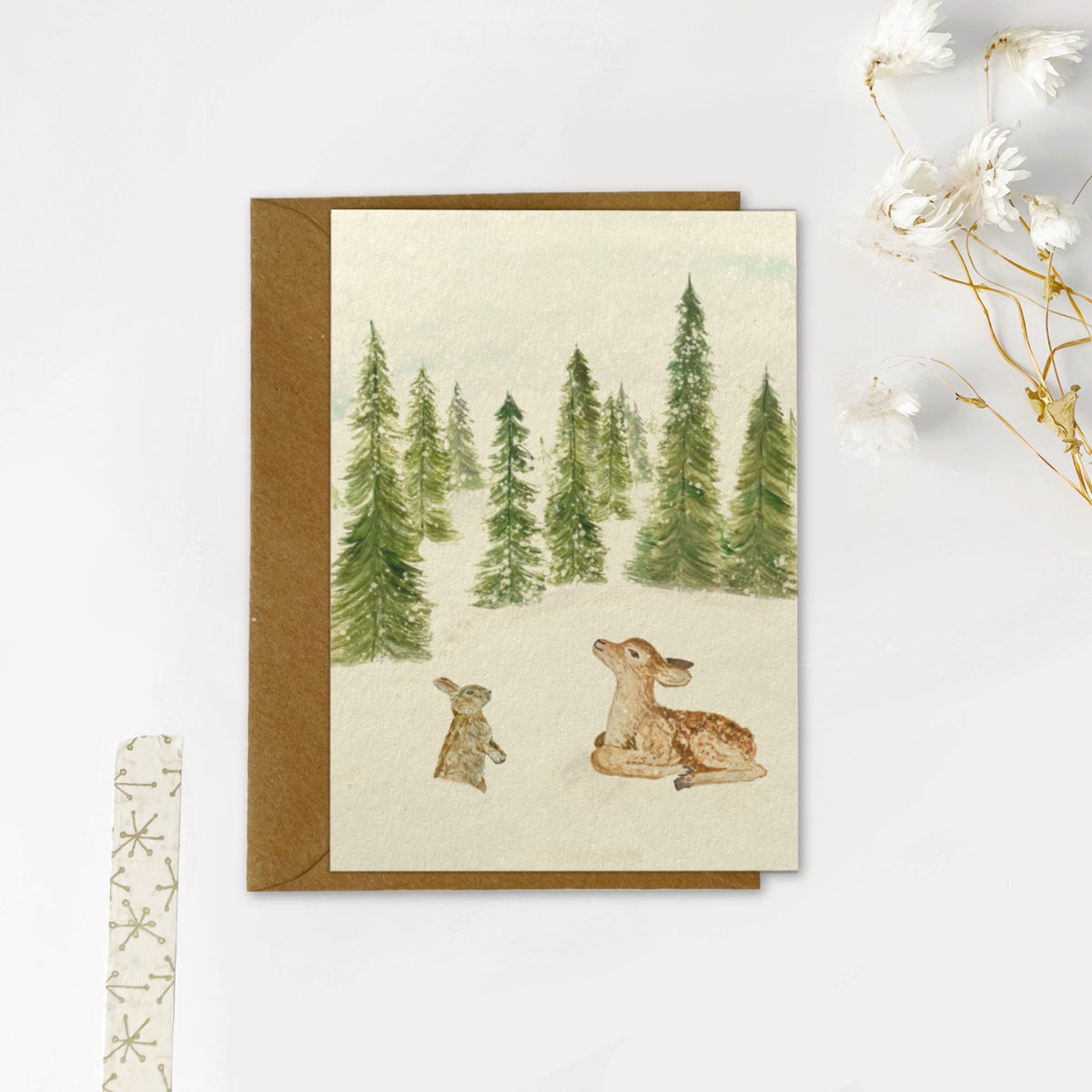 Gevouwen kaart | Winter diertjes
