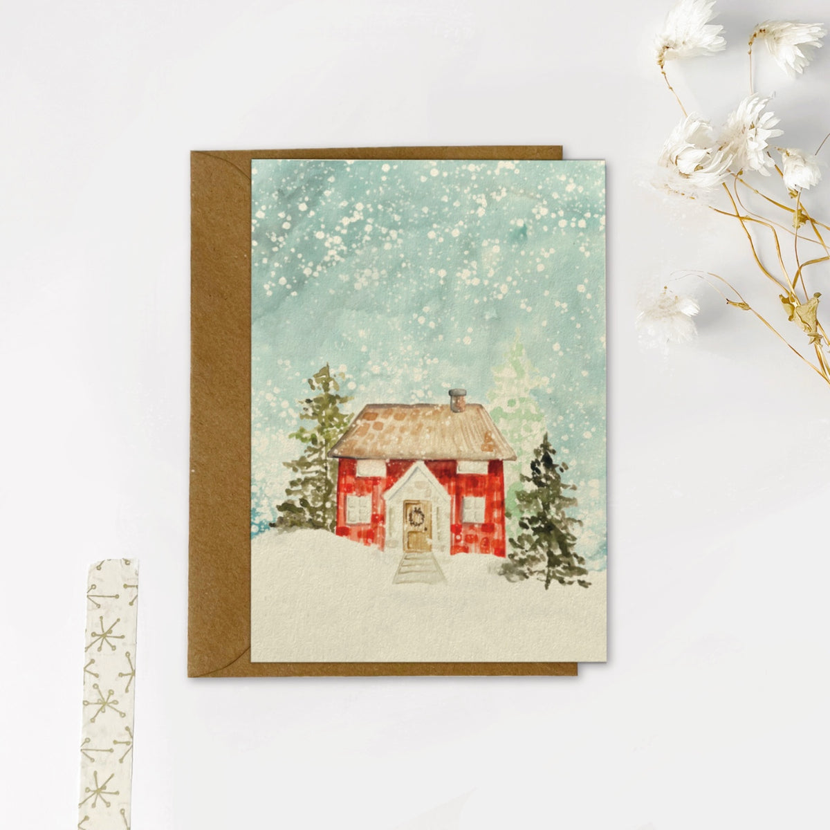 Gevouwen kaart | Winter huisje