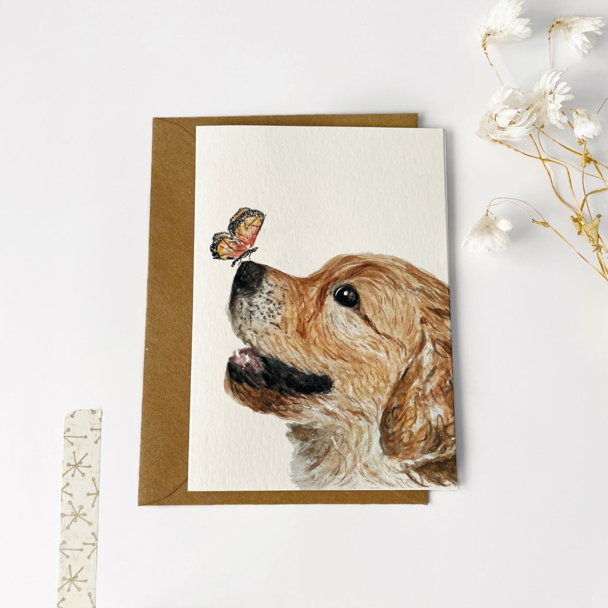 Gevouwen kaart | Hondje met vlinder