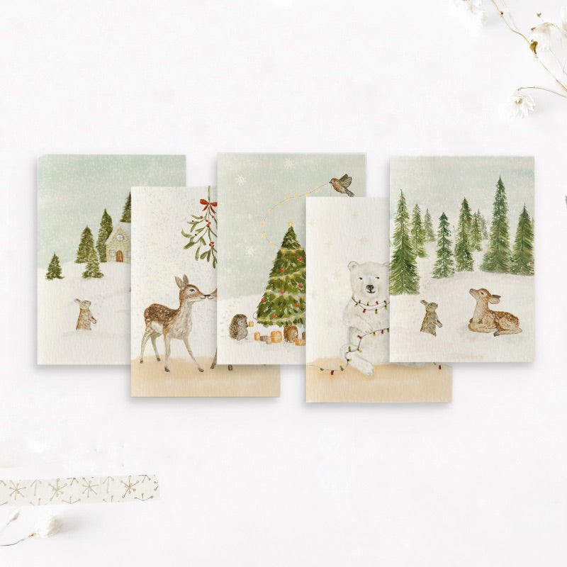 Kaarten set | Kerst diertjes