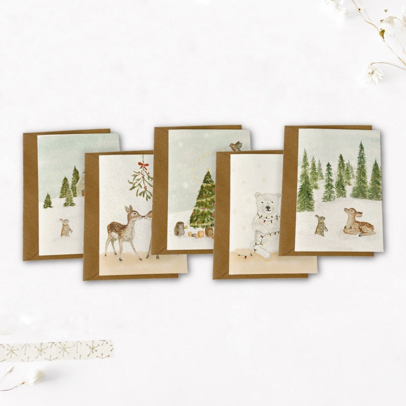 Kaarten set | Kerst diertjes