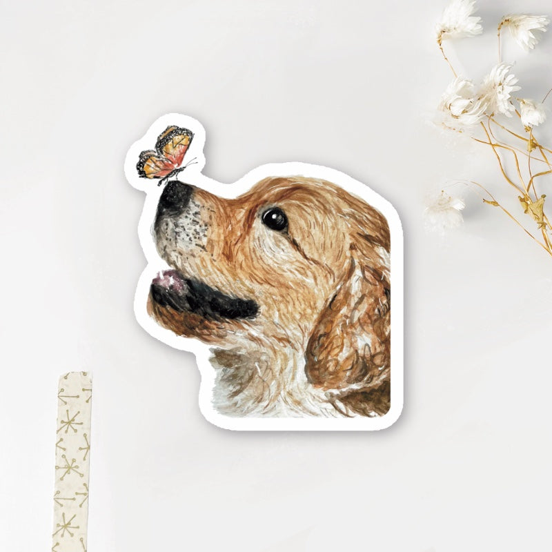 Sticker | Hondje met vlinder