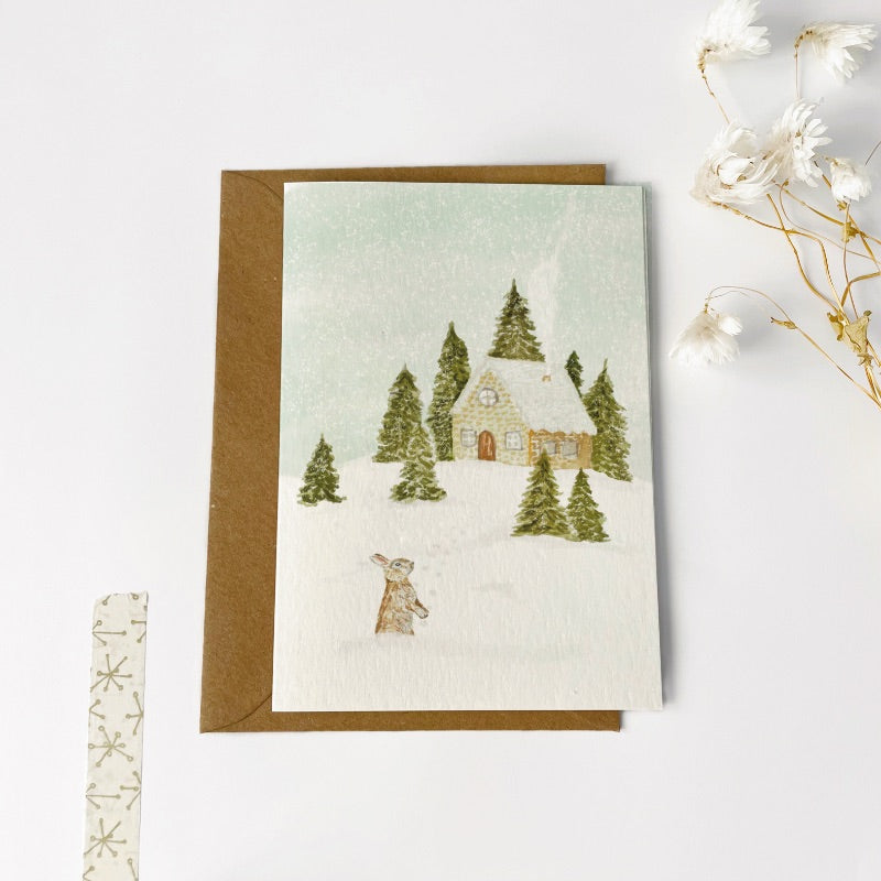 Gevouwen kaart | Sneeuw huisje