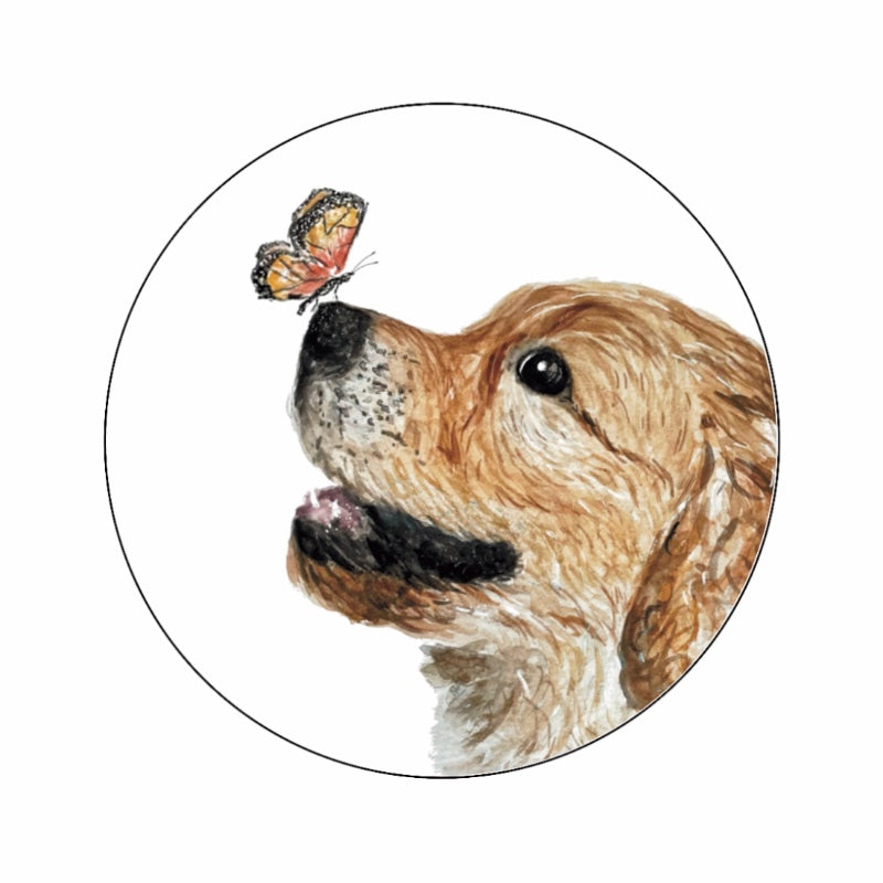 (sluit)Sticker | Hondje met vlinder