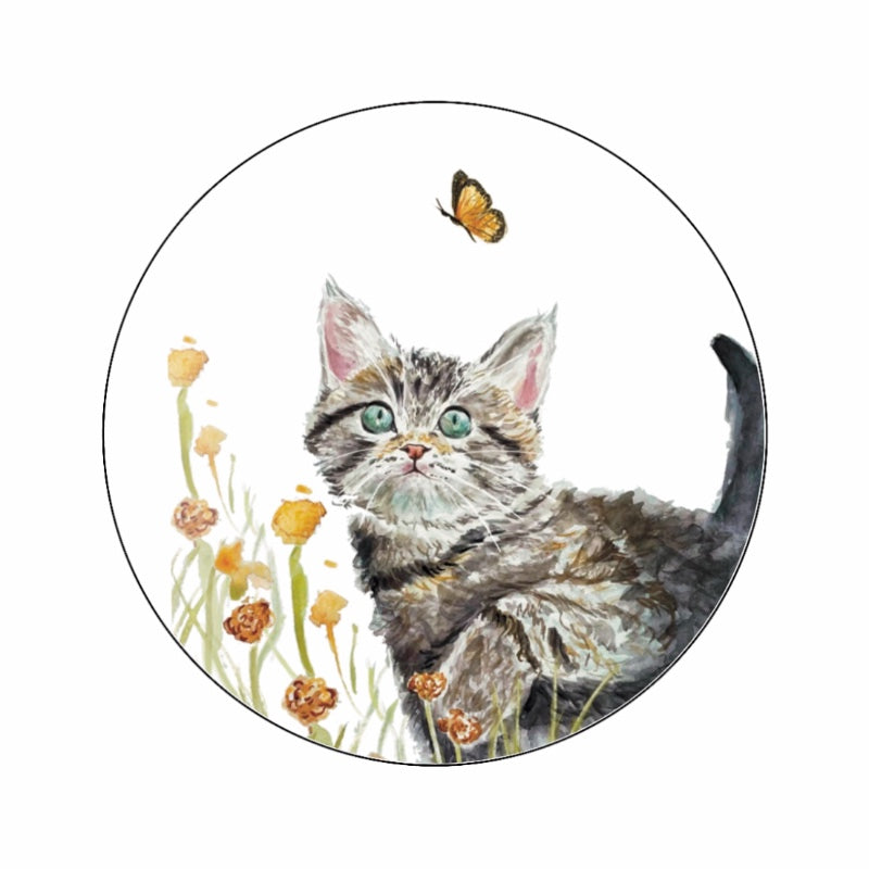 (sluit)Sticker | Poesje met vlindertje