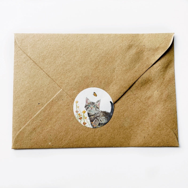 (sluit)Sticker | Poesje met vlindertje