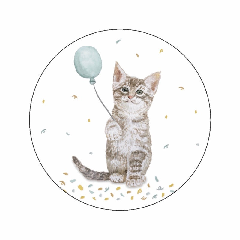 (sluit)Sticker | Poesje met ballon