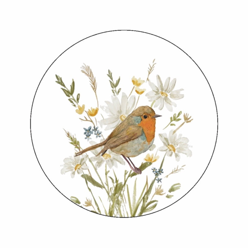 (sluit)Sticker | Roodborstje bloem