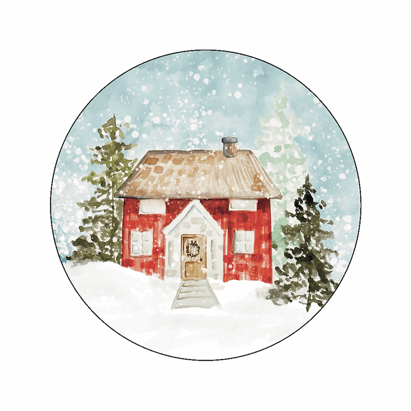 (sluit)Sticker | Winter huisje