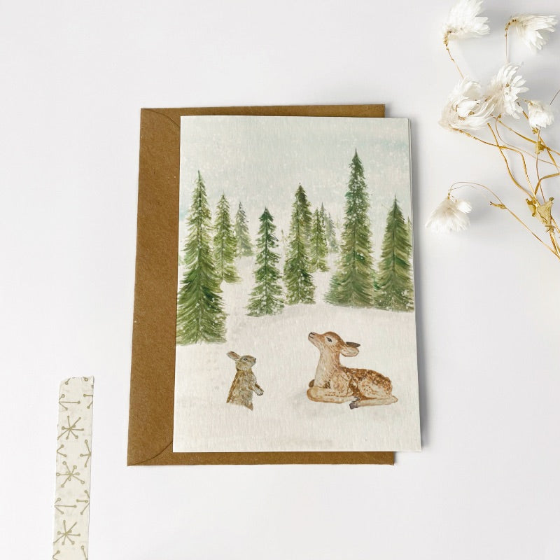 Gevouwen kaart | Winter diertjes