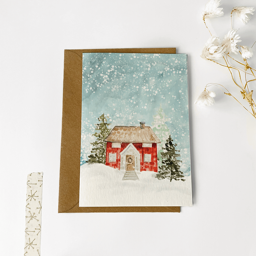 Gevouwen kaart | Winter huisje